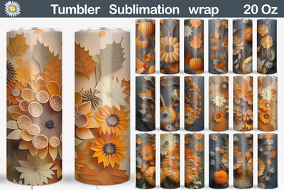3D Fall Tumbler Wrap | Fall Tumbler Sublimation Sublimation WatercolorColorDream 