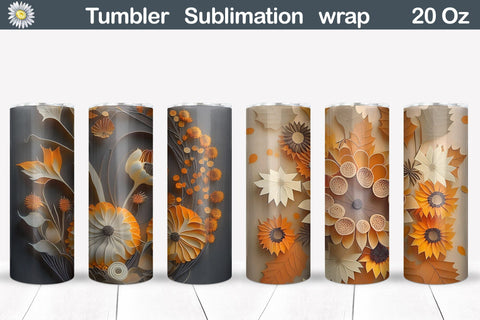 3D Fall Tumbler Wrap | Fall Tumbler Sublimation Sublimation WatercolorColorDream 