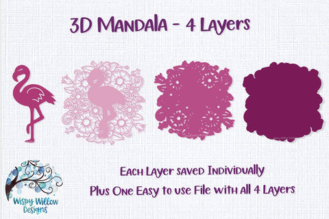 3D Flamingo Mandala SVG 3D Paper Wispy Willow Designs 