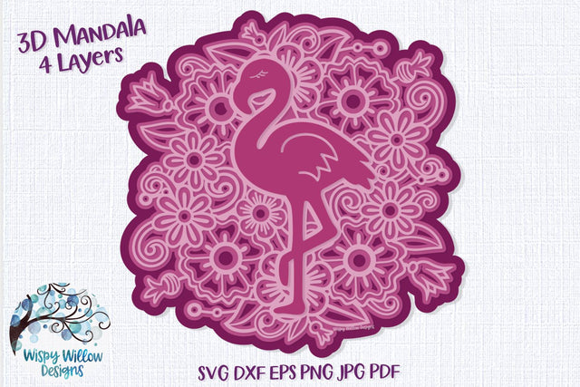 3D Flamingo Mandala SVG 3D Paper Wispy Willow Designs 