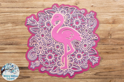 3D Flamingo Mandala SVG 3D Paper Wispy Willow Designs 