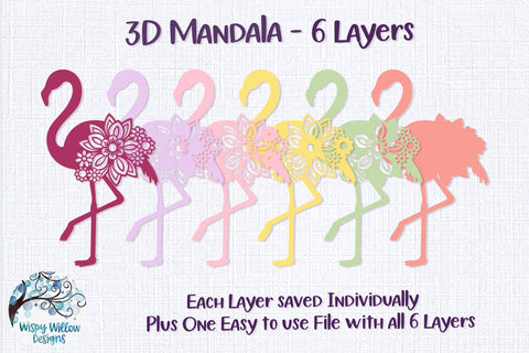 3D Flamingo Mandala SVG SVG Wispy Willow Designs 