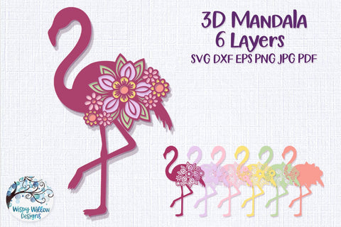 3D Flamingo Mandala SVG SVG Wispy Willow Designs 