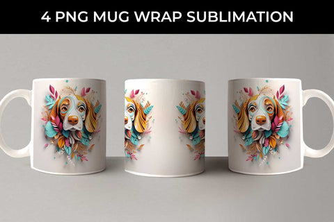 3D Floral Fantasy Beagle Mug Sublimation PNG Bundle Free For Commercial Use Sublimation Sintegra 