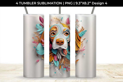 3d Floral Fantasy Beagle Tumbler Wrap Sublimation PNG Bundle Free For Commercial Use Sublimation Sintegra 