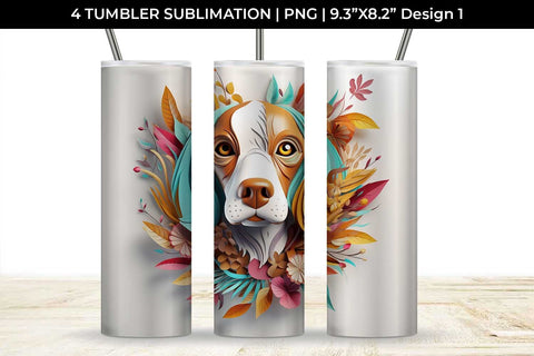 3d Floral Fantasy Beagle Tumbler Wrap Sublimation PNG Bundle Free For Commercial Use Sublimation Sintegra 