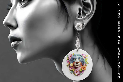 3D Floral Fantasy Bernese Mountain Earrings Sublimation PNG Bundle Free For Commercial Use Sublimation Sintegra 