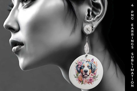 3D Floral Fantasy Bernese Mountain Earrings Sublimation PNG Bundle Free For Commercial Use Sublimation Sintegra 
