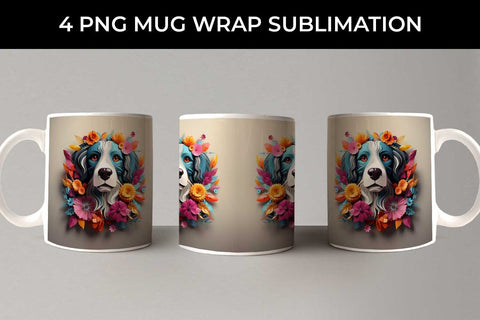 3D Floral Fantasy Bernese Mountain Mug Sublimation PNG Bundle Free For Commercial Use Sublimation Sintegra 