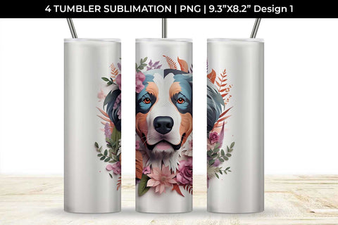 3d Floral Fantasy Bernese Mountain Tumbler Wrap Sublimation PNG Bundle Free For Commercial Use Sublimation Sintegra 