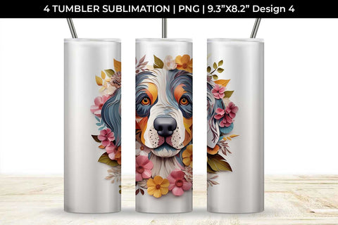 3d Floral Fantasy Bernese Mountain Tumbler Wrap Sublimation PNG Bundle Free For Commercial Use Sublimation Sintegra 