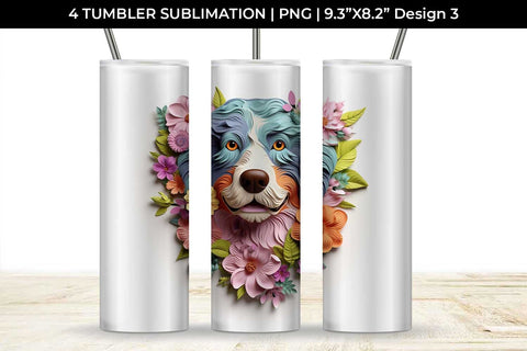 3d Floral Fantasy Bernese Mountain Tumbler Wrap Sublimation PNG Bundle Free For Commercial Use Sublimation Sintegra 