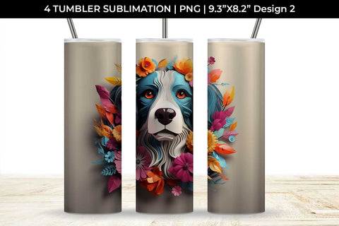 3d Floral Fantasy Bernese Mountain Tumbler Wrap Sublimation PNG Bundle Free For Commercial Use Sublimation Sintegra 
