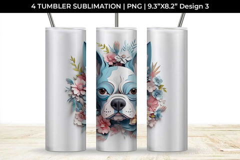3d Floral Fantasy Boston Terrier Tumbler Wrap Sublimation PNG Bundle Free For Commercial Use Sublimation Sintegra 