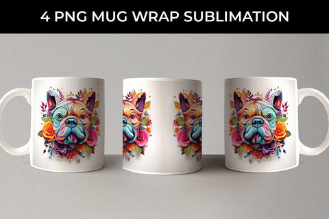 3D Floral Fantasy Bulldog Mug Sublimation PNG Bundle Free For Commercial Use Sublimation Sintegra 