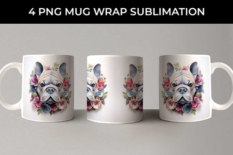 3D Floral Fantasy Bulldog Mug Sublimation PNG Bundle Free For Commercial Use Sublimation Sintegra 