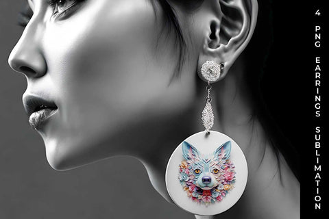 3D Floral Fantasy Chihuahua Earrings Sublimation PNG Bundle Free For Commercial Use Sublimation Sintegra 