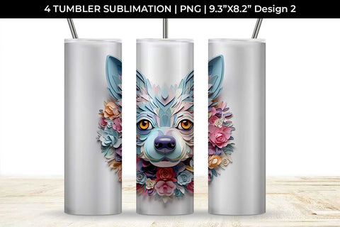 3d Floral Fantasy Chihuahua Tumbler Wrap Sublimation PNG Bundle Free For Commercial Use Sublimation Sintegra 