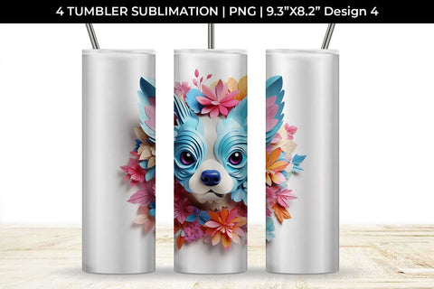 3d Floral Fantasy Chihuahua Tumbler Wrap Sublimation PNG Bundle Free For Commercial Use Sublimation Sintegra 
