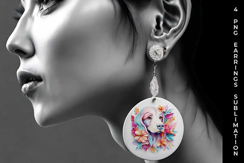 3D Floral Fantasy Cocker Spaniel Earrings Sublimation PNG Bundle Free For Commercial Use Sublimation Sintegra 