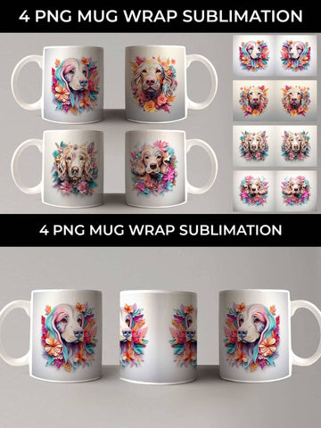 3D Floral Fantasy Cocker Spaniel Mug Sublimation PNG Bundle Free For Commercial Use Sublimation Sintegra 