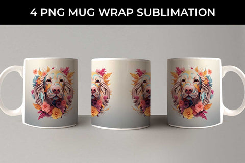3D Floral Fantasy Cocker Spaniel Mug Sublimation PNG Bundle Free For Commercial Use Sublimation Sintegra 