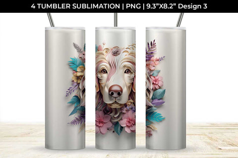 3d Floral Fantasy Cocker Spaniel Tumbler Wrap Sublimation PNG Bundle Free For Commercial Use Sublimation Sintegra 
