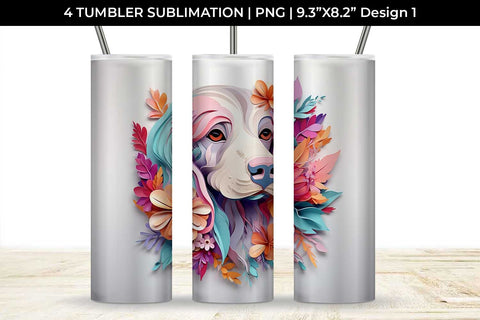 3d Floral Fantasy Cocker Spaniel Tumbler Wrap Sublimation PNG Bundle Free For Commercial Use Sublimation Sintegra 