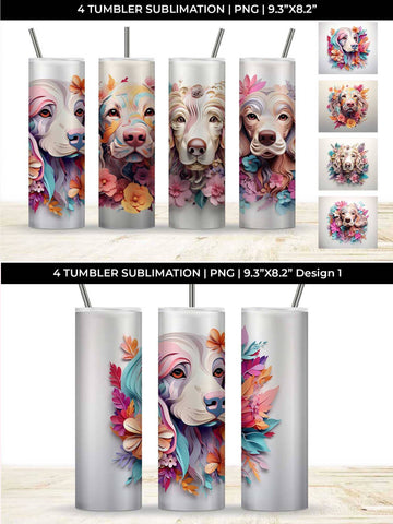 3d Floral Fantasy Cocker Spaniel Tumbler Wrap Sublimation PNG Bundle Free For Commercial Use Sublimation Sintegra 