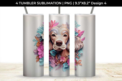 3d Floral Fantasy Cocker Spaniel Tumbler Wrap Sublimation PNG Bundle Free For Commercial Use Sublimation Sintegra 