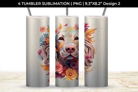 3d Floral Fantasy Cocker Spaniel Tumbler Wrap Sublimation PNG Bundle Free For Commercial Use Sublimation Sintegra 