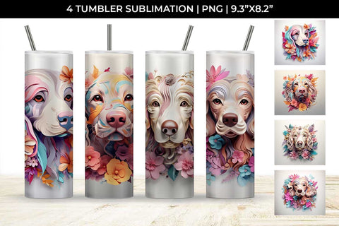 3d Floral Fantasy Cocker Spaniel Tumbler Wrap Sublimation PNG Bundle Free For Commercial Use Sublimation Sintegra 