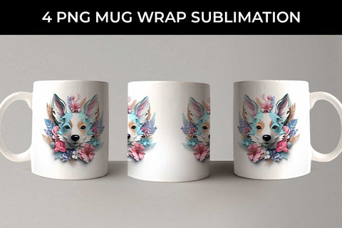 3D Floral Fantasy Corgi Mug Sublimation PNG Bundle Free For Commercial Use Sublimation Sintegra 