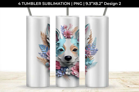 3d Floral Fantasy Corgi Tumbler Wrap Sublimation PNG Bundle Free For Commercial Use Sublimation Sintegra 