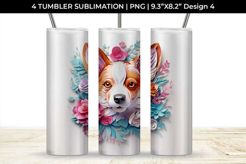 3d Floral Fantasy Corgi Tumbler Wrap Sublimation PNG Bundle Free For Commercial Use Sublimation Sintegra 