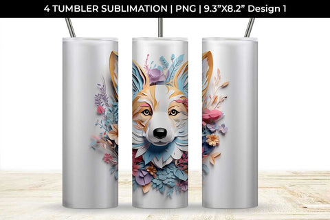 3d Floral Fantasy Corgi Tumbler Wrap Sublimation PNG Bundle Free For Commercial Use Sublimation Sintegra 