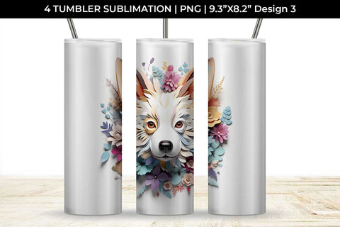 3d Floral Fantasy Corgi Tumbler Wrap Sublimation PNG Bundle Free For Commercial Use Sublimation Sintegra 