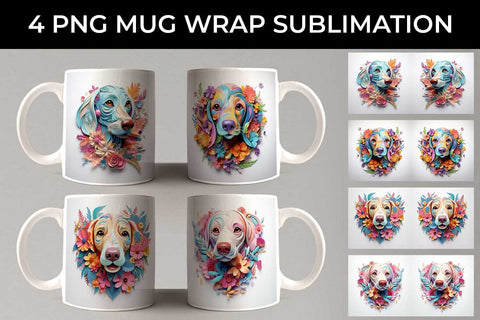 3D Floral Fantasy Dachshund Mug Sublimation PNG Bundle Free For Commercial Use Sublimation Sintegra 
