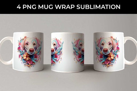 3D Floral Fantasy Dachshund Mug Sublimation PNG Bundle Free For Commercial Use Sublimation Sintegra 