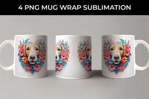 3D Floral Fantasy Dachshund Mug Sublimation PNG Bundle Free For Commercial Use Sublimation Sintegra 