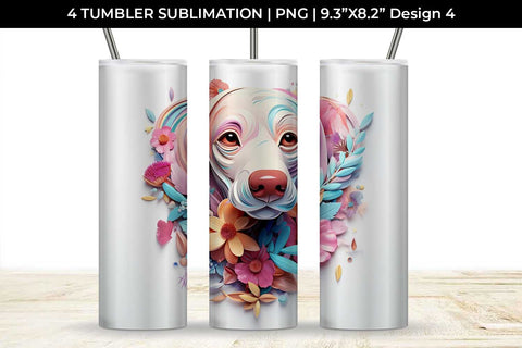 3d Floral Fantasy Dachshund Tumbler Wrap Sublimation PNG Bundle Free For Commercial Use Sublimation Sintegra 