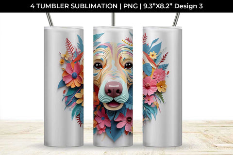 3d Floral Fantasy Dachshund Tumbler Wrap Sublimation PNG Bundle Free For Commercial Use Sublimation Sintegra 