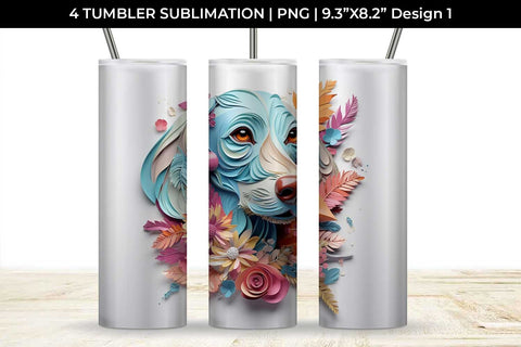 3d Floral Fantasy Dachshund Tumbler Wrap Sublimation PNG Bundle Free For Commercial Use Sublimation Sintegra 