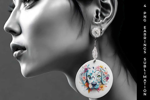 3D Floral Fantasy Dalmatian Earrings Sublimation PNG Bundle Free For Commercial Use Sublimation Sintegra 