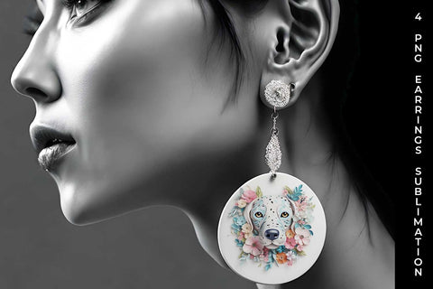 3D Floral Fantasy Dalmatian Earrings Sublimation PNG Bundle Free For Commercial Use Sublimation Sintegra 