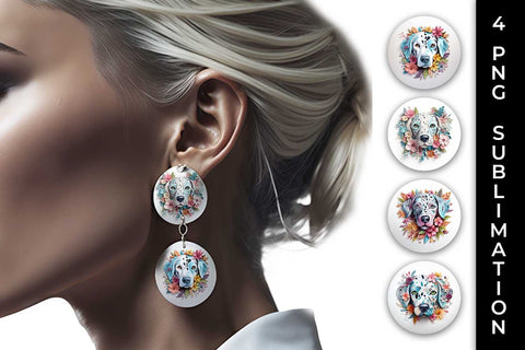 3D Floral Fantasy Dalmatian Earrings Sublimation PNG Bundle Free For Commercial Use Sublimation Sintegra 