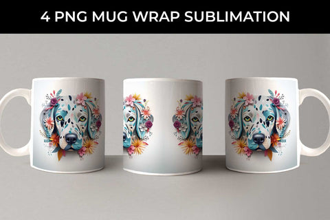 3D Floral Fantasy Dalmatian Mug Sublimation PNG Bundle Free For Commercial Use Sublimation Sintegra 