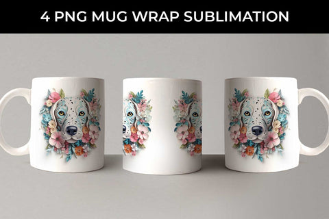 3D Floral Fantasy Dalmatian Mug Sublimation PNG Bundle Free For Commercial Use Sublimation Sintegra 