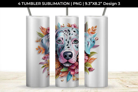 3d Floral Fantasy Dalmatian Tumbler Wrap Sublimation PNG Bundle Free For Commercial Use Sublimation Sintegra 