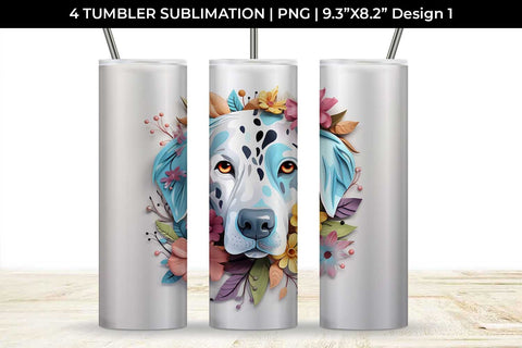 3d Floral Fantasy Dalmatian Tumbler Wrap Sublimation PNG Bundle Free For Commercial Use Sublimation Sintegra 